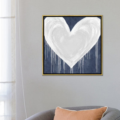 «Big Hearted White on Blue» par Lindsay Rodgers - impression d'art graphique