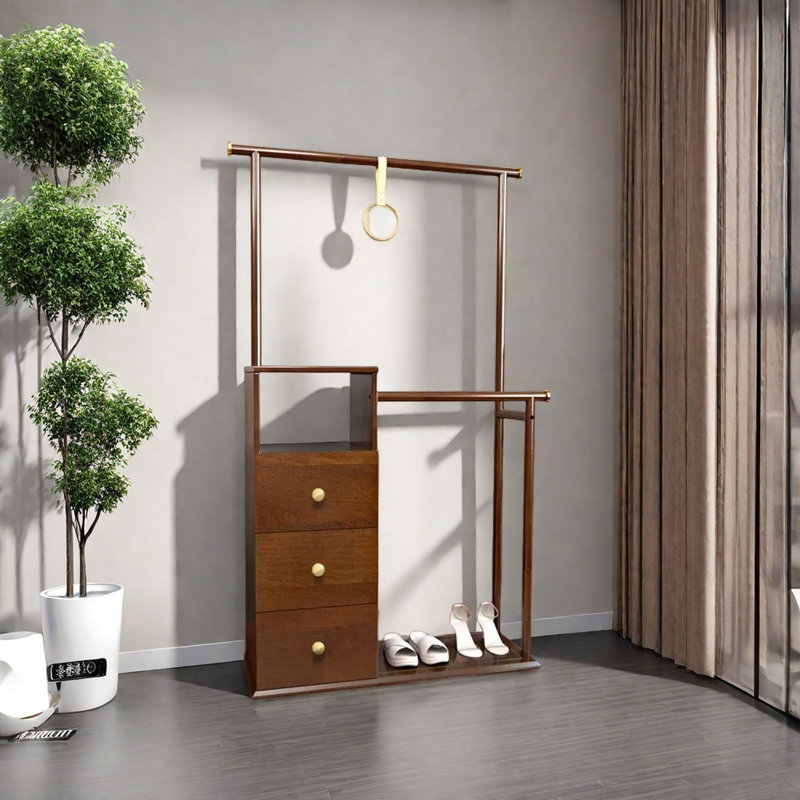 Imported Coat Rack with Storage, Walnut