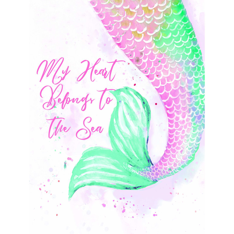 «My Heart Sea Mermaid Tail», reproduction sur toile tendue, H 16 po x l 12 po