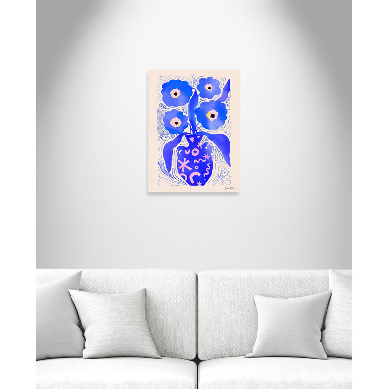 «Blue Flowers Matisse» par Bloom, Sans cadre, L 18 po x H 24 po, Toile tendue