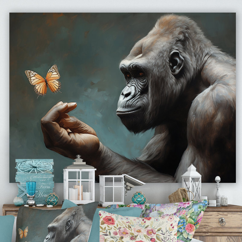 «Gorillas Gentle Touch», impression sur toile, H 34 po x l 44 po x P 1,5 po, Toile tendue