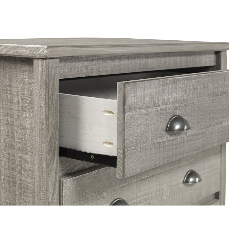 Altamirano 33" W Solid Wood 5-Drawer Dresser, Driftwood Gray