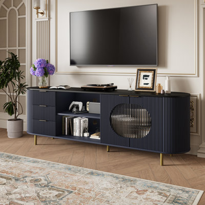 65’‘ Fluted Modern TV Stand With Faux Marble Top For Tvs Up To 65''