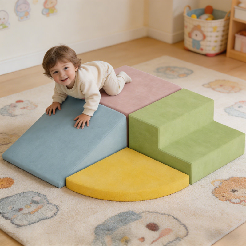 4 blocs d'escalade en mousse, jeu doux pour les tout-petits, Pastel