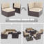  7 Pieces Outdoor Patio Furniture Set with 44" Fire Pit Table Rattan Sectional Sofa Conversation Sets-674152870-674152873
