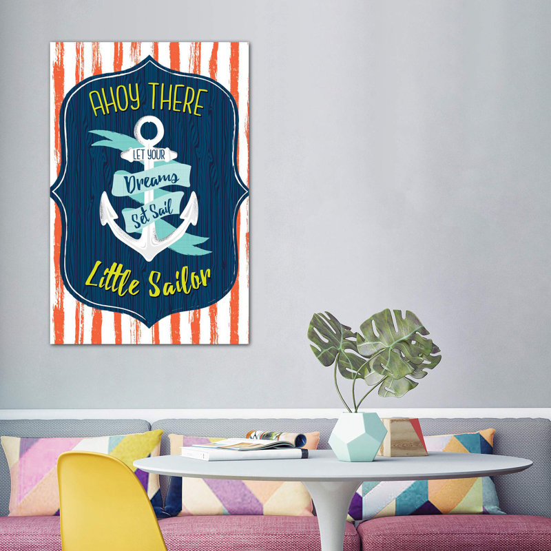 «Let's Sail Away II» par Sarah Callis - impression d'art graphique, H 60 po x l 40po x P 1,5 po, Toile tendue, Pas de tapis