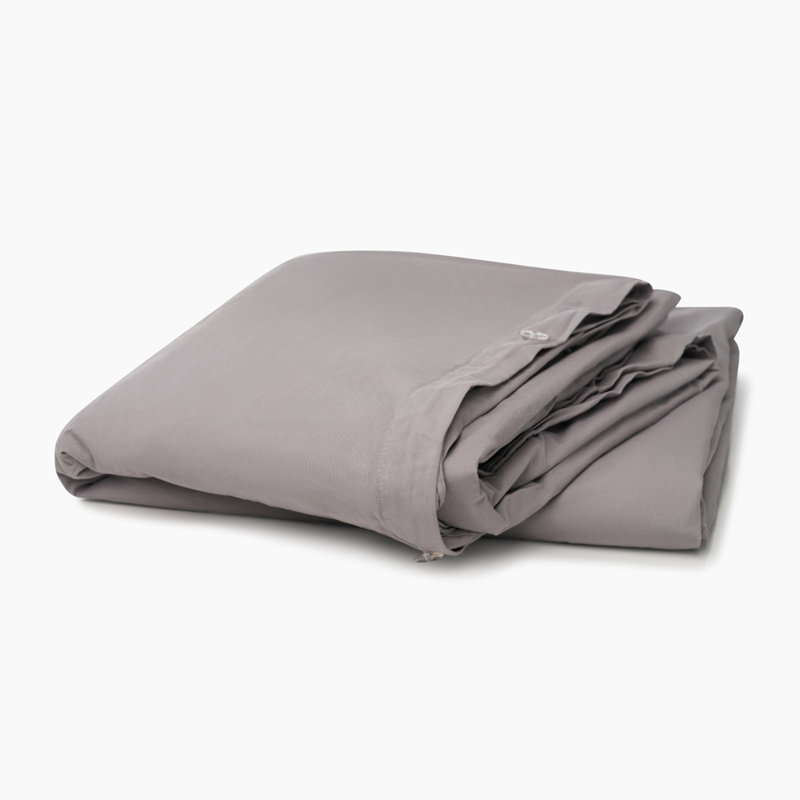 Egyptian-Quality Cotton Percale Duvet Cover, Gray, King