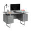 Bureau gris avec tiroirs et rangement-379489254