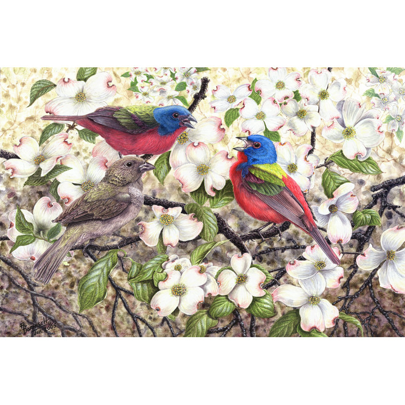 Painted Bunting - Wrapped Canvas Art Prints, 51cm H x 76cm W x 3.8cm D