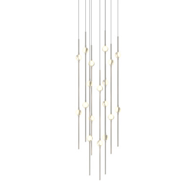 Constellation - Aries 12" Round LED Pendant - Satin Nickel Fixture - White Optical Acrylic Shade - 3000K - 120" Cable