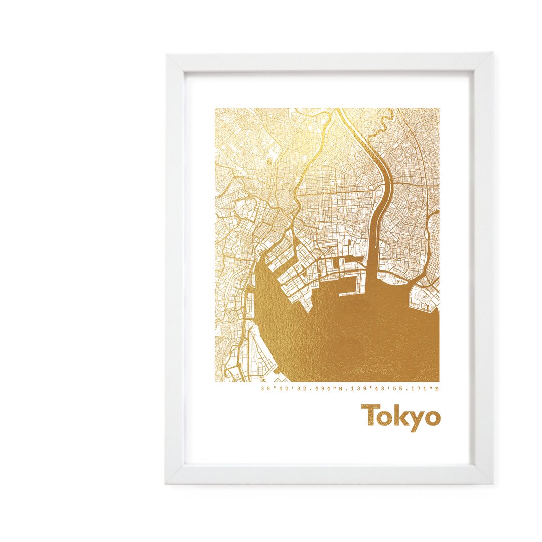 Gerahmtes Papierbild - Grafikdruck „Tokyo Map”