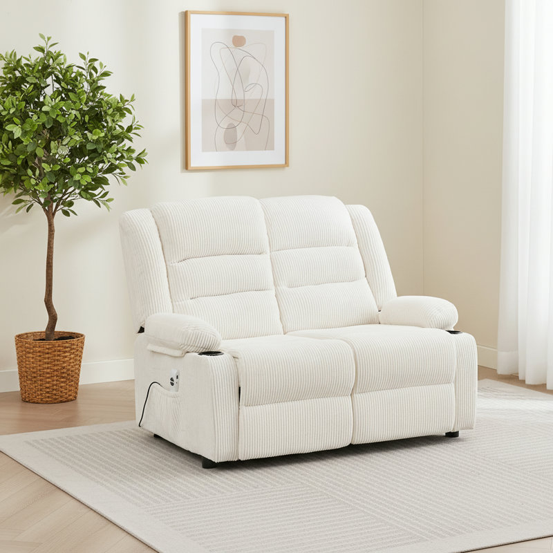 Fauteuil inclinable électrique 52 pouces, Velours blanc