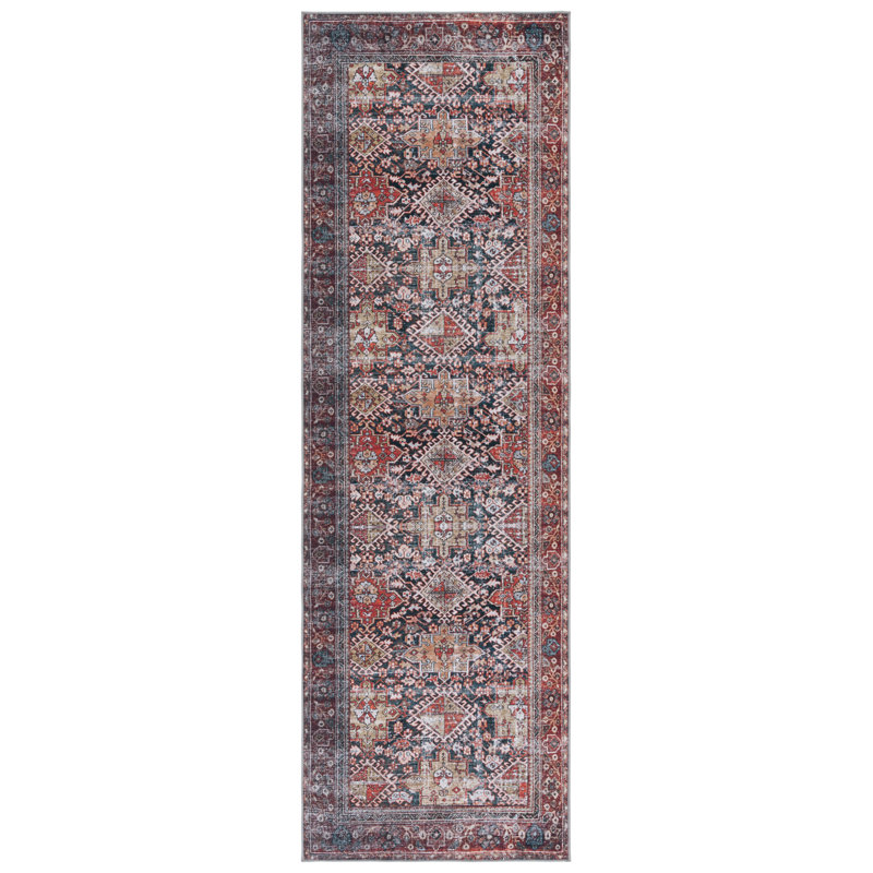 Mellor Machine Washable Non-Slip Area Rug in Red, Runner 76 x 244 cm