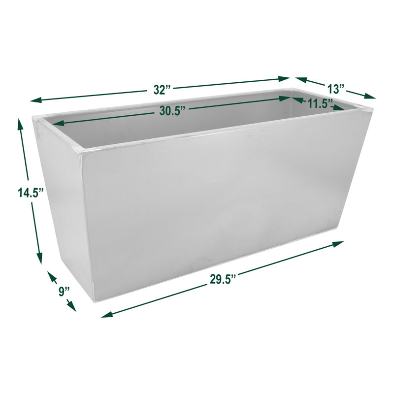 Metal Planter Box, 14.5" H x 32" W x 13" D