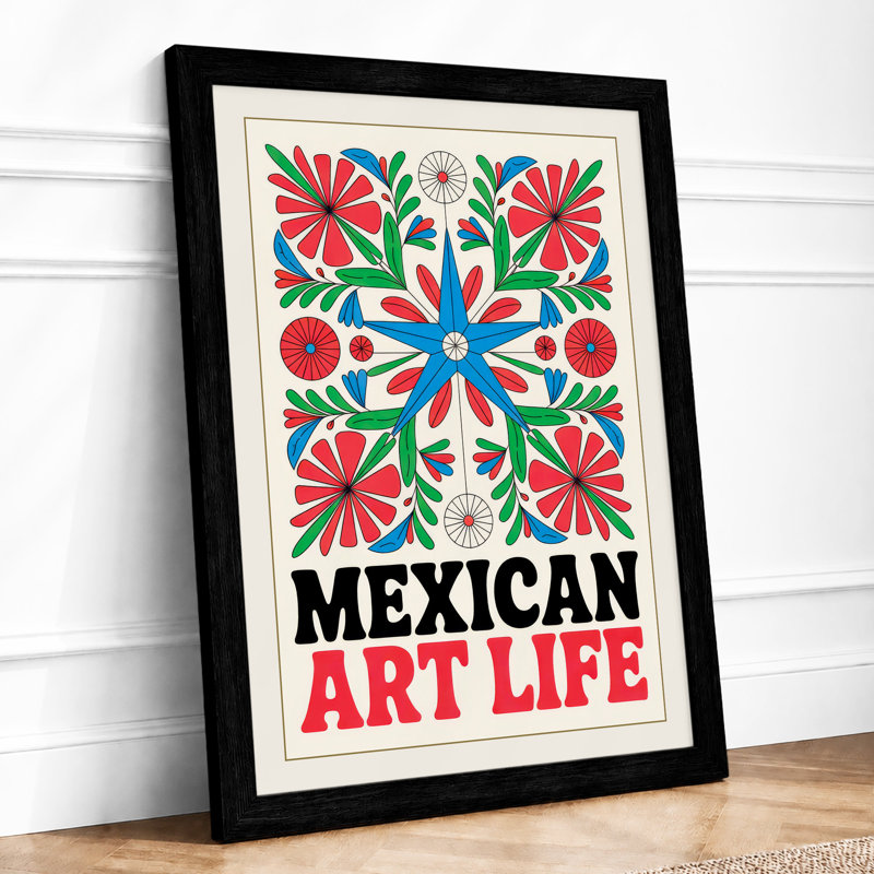 Mexican Folk Celebration Boho - Framed Print, A1 - 84.1 x 59.4 cm, Black