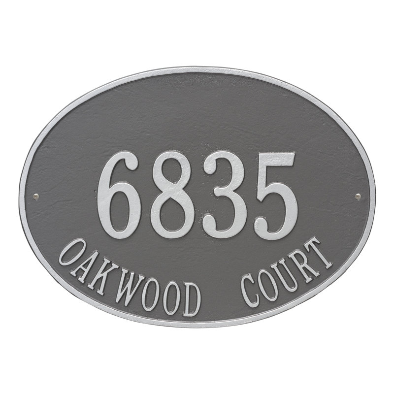 Hawthorne 2-Line Wall Address Plaque, Pewter and Silver, Yes