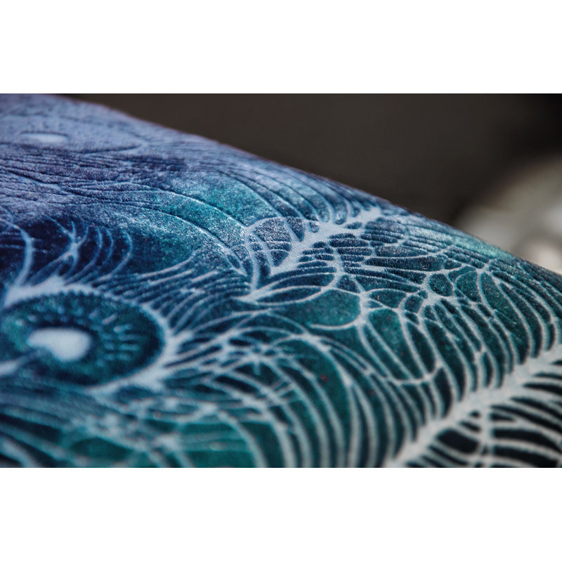 Peacock Feather Square Velvet Pillow Cover & Insert, Shark, Square 18"