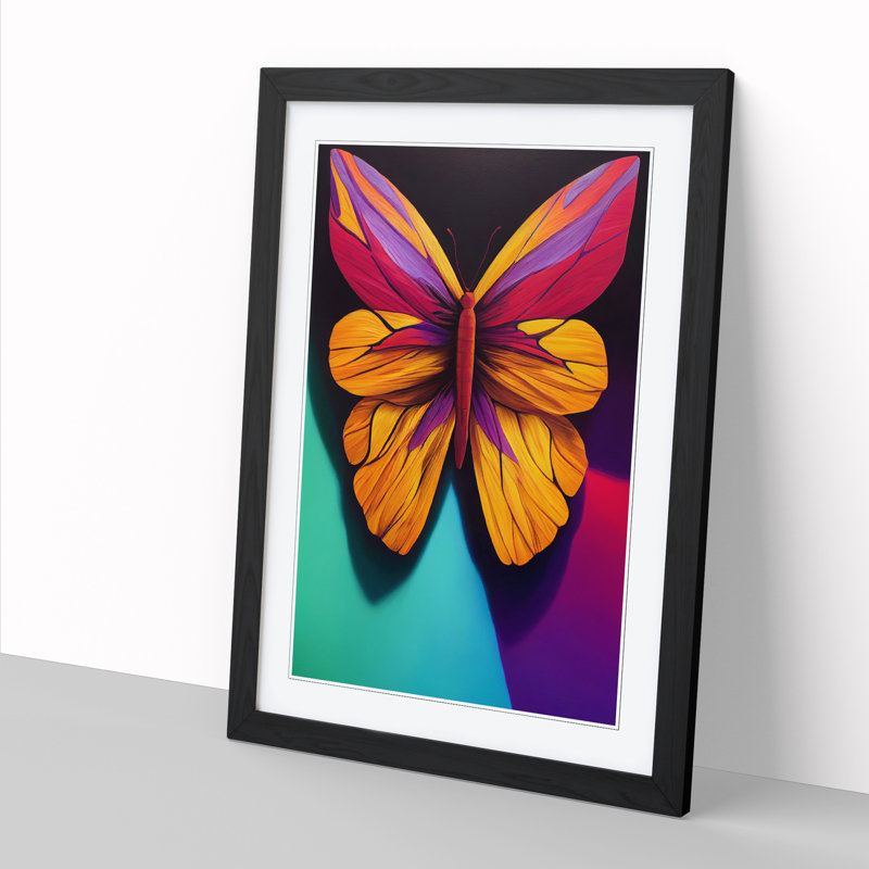 Butterfly Acrylic - Single Picture Frame Print, Black Framed, 64cm H x 46cm W x 2cm D