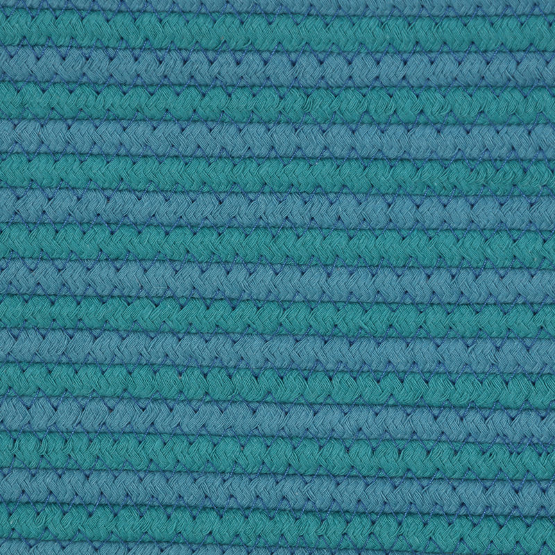 Aspenson Square Rope Pouf Ottoman, Aqua Polyester Blend