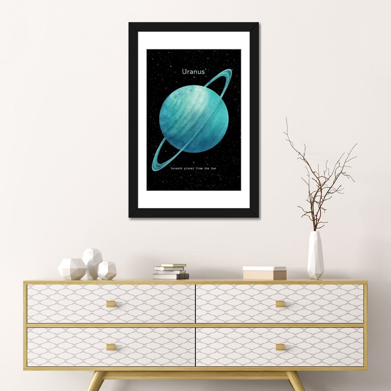 « uranus », impression sur toile, Papier d'art encadré noir, Blanc, H 32 po x l 24 po x P 1 po