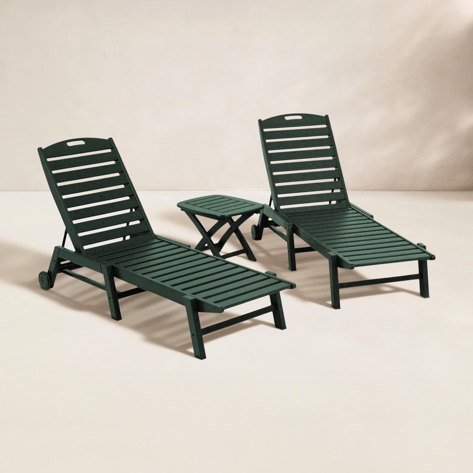POLYWOOD® Nautical 27" Patio Chaise Lounge Set, Green