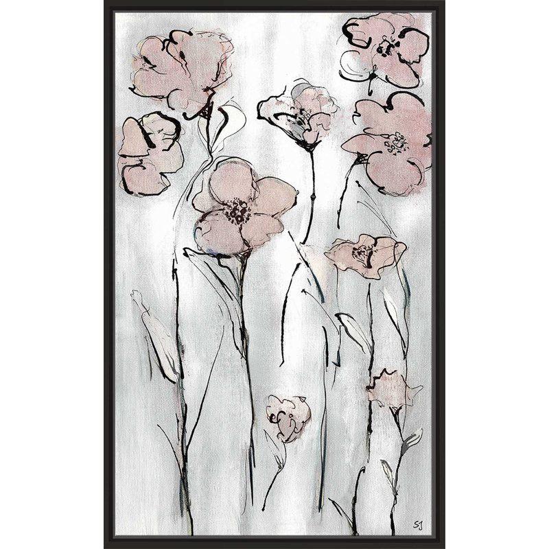 «Wildflowers I», reproduction de peinture acrylique encadrée, H 43,5 po x l 27,5 po x P 2 po, Cadre flottant noir
