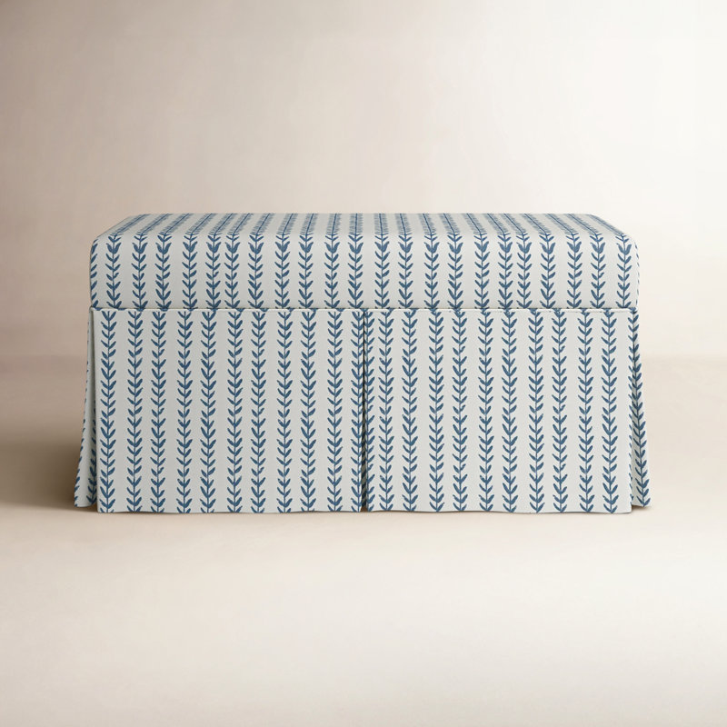 Wyatt Upholstered Storage Bench, Vine Stripe Dusty Blue