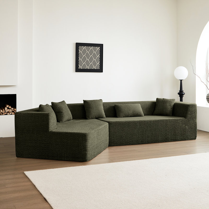 Canapé modulaire moderne avec siège profond 127,5 po. Pas d'assemblage. Forme géométrique pour plusieurs configurations. Zone haute mousse. Respirant. 3, siège scintillant brillant, minimaliste. Modulaire personnalisable