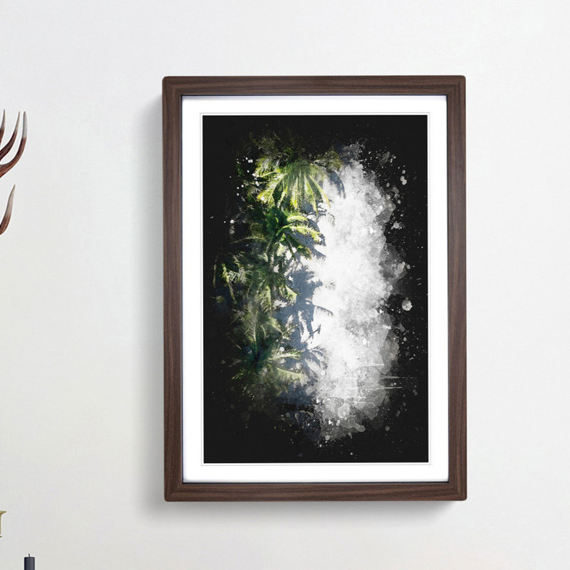 Palm Trees the Beach - Picture Frame Graphic Art Print, Walnut Framed, 87cm H x 62cm W x 2cm D