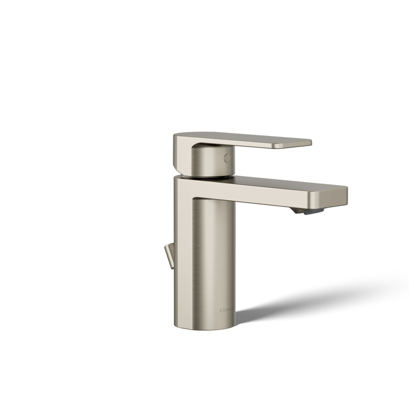 Parallel Single Hole Bathroom Faucet with Drain Assembly, Vibrant Brushed Nickel