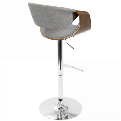Set of 2 Mid-Century Modern Adjustable 360° Swivel Bar Dining Chairs, Walnut Brown &amp; Light Gray for Adults