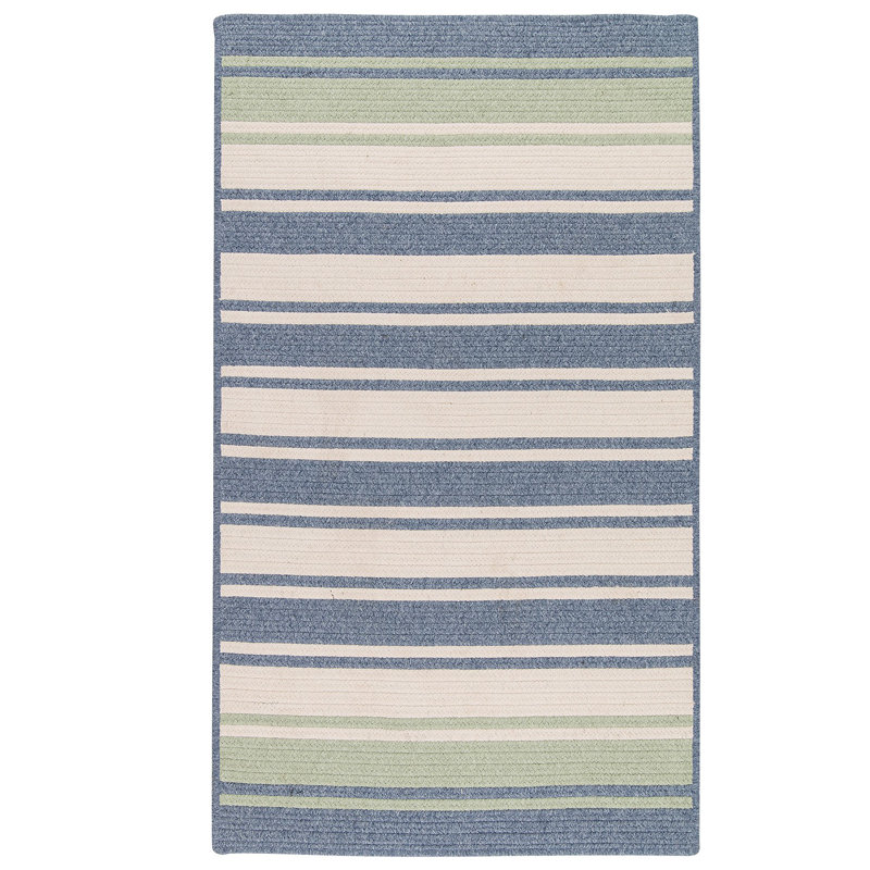 Tapis réversible en mélange de laine Caitlin - bleu clair / menthe, Rectangle 6 pi x 9 pi