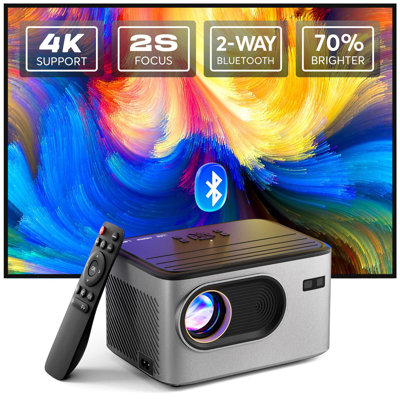 [2S Remote Focus] 4K Projector, Native 1080P Bluetooth Projector, Portable Outdoor Movie Projector, Home Theater Mini Projector, Compatible With Smart -  NATIONAL WINDOW, B0D1G442BM