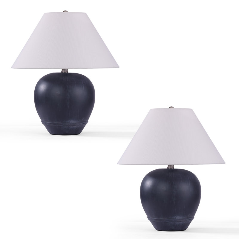 Ceramic Table Lamp, Black, 46cm H x 40cm W x 40cm D