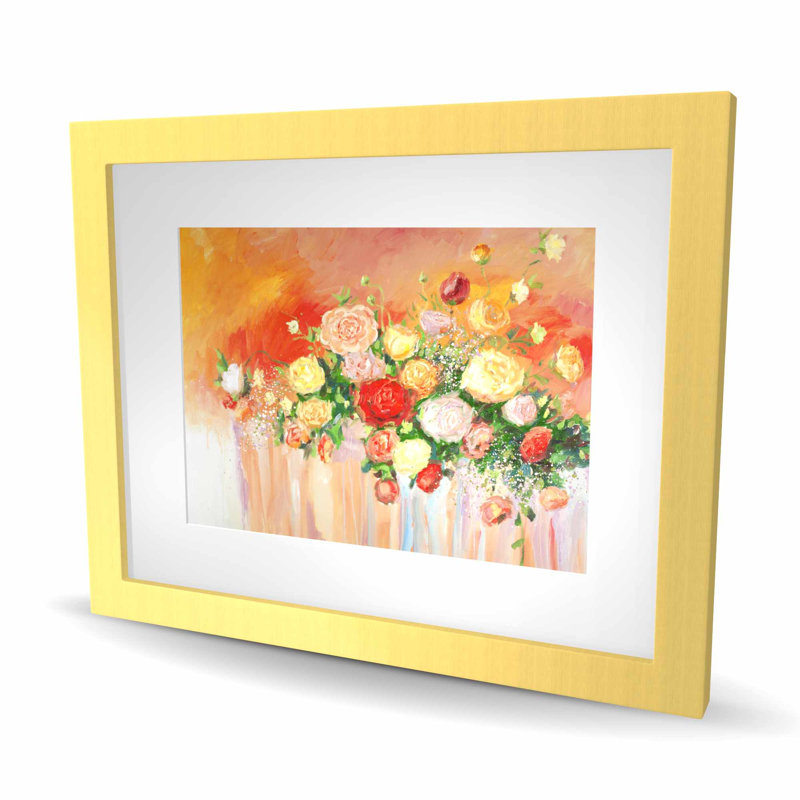 Bouquet de fleurs abstraites multicolores - impression encadrée