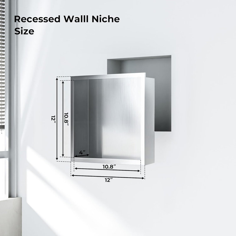Niche de douche en acier inoxydable 304 | Rangement mural pour salle de bain, Argent argent