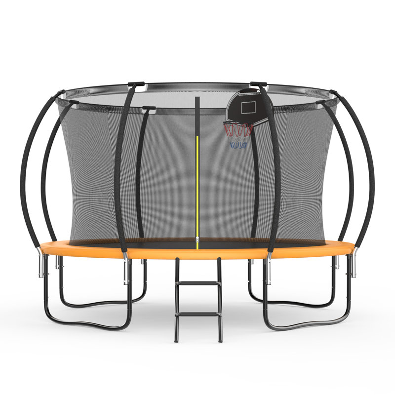 SENCHO GINSYTALIOR 12FT Outdoor Trampoline for Kids and Adults,800LBS Weight Capacity, with Basketball Hoop, Safety Enclosure, ASTM Approved