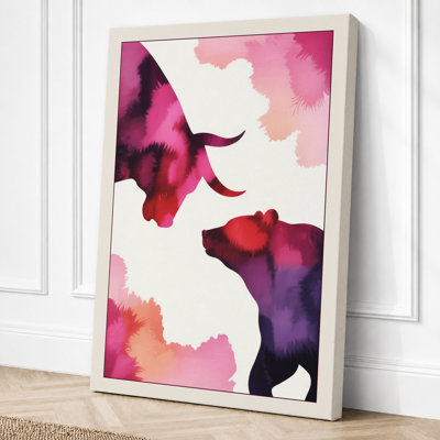 Elephants in Conversation Boho - Wrapped Canvas