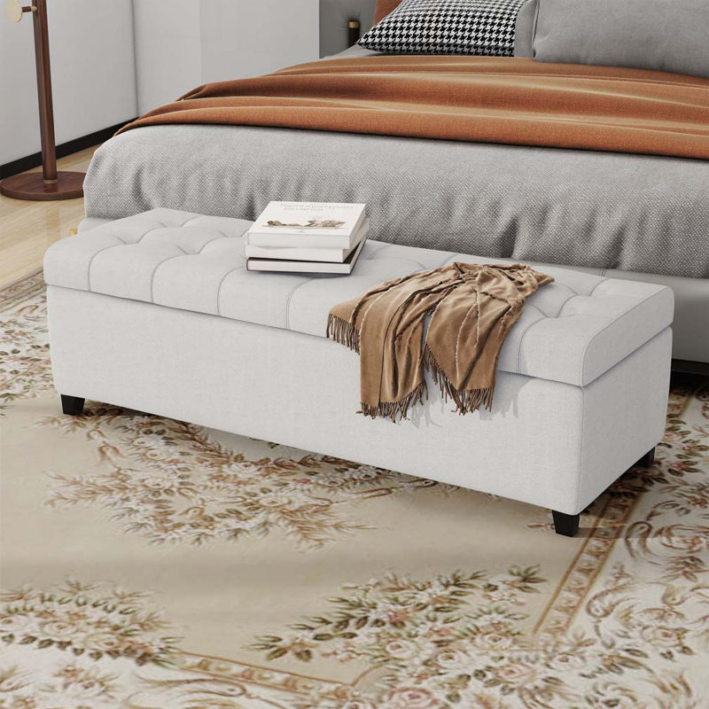  Mirga Storage Bench, Light Gray