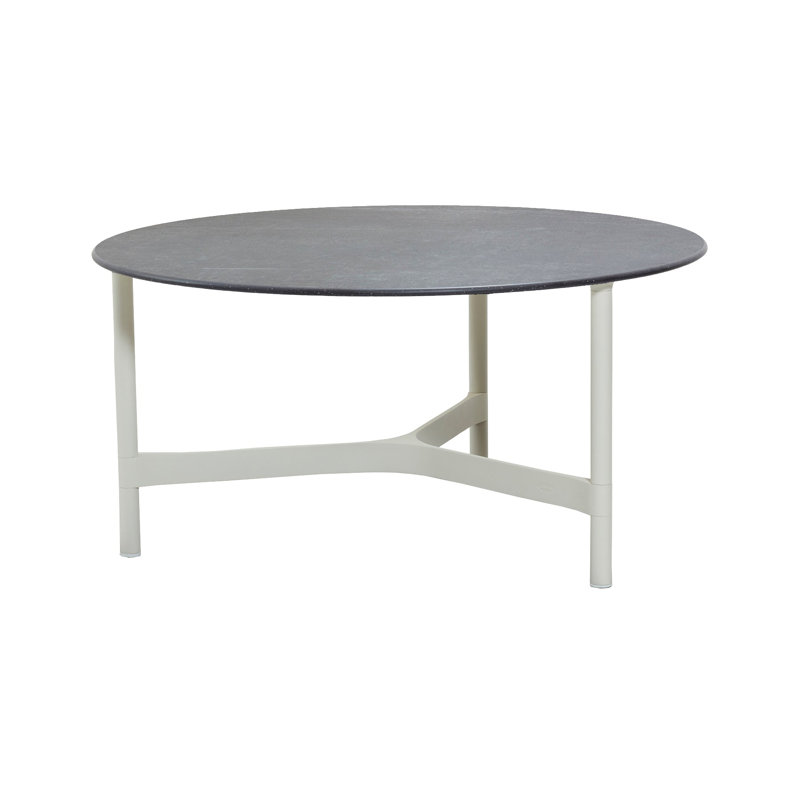 Twist Outdoor Round Teak Coffee Table, Teak/Gray, 17.79" H x 35.5" W x 35.5" D