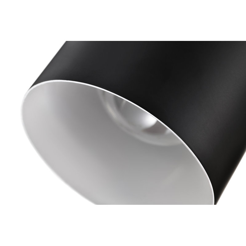 Mini-luminaire suspendu 1 lumière moderne noir mat avec 1 abat-jour cylindrique en métal, Noir, 3