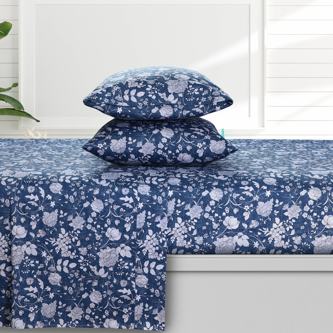 Sateen Floral Sheet Set Azores Home