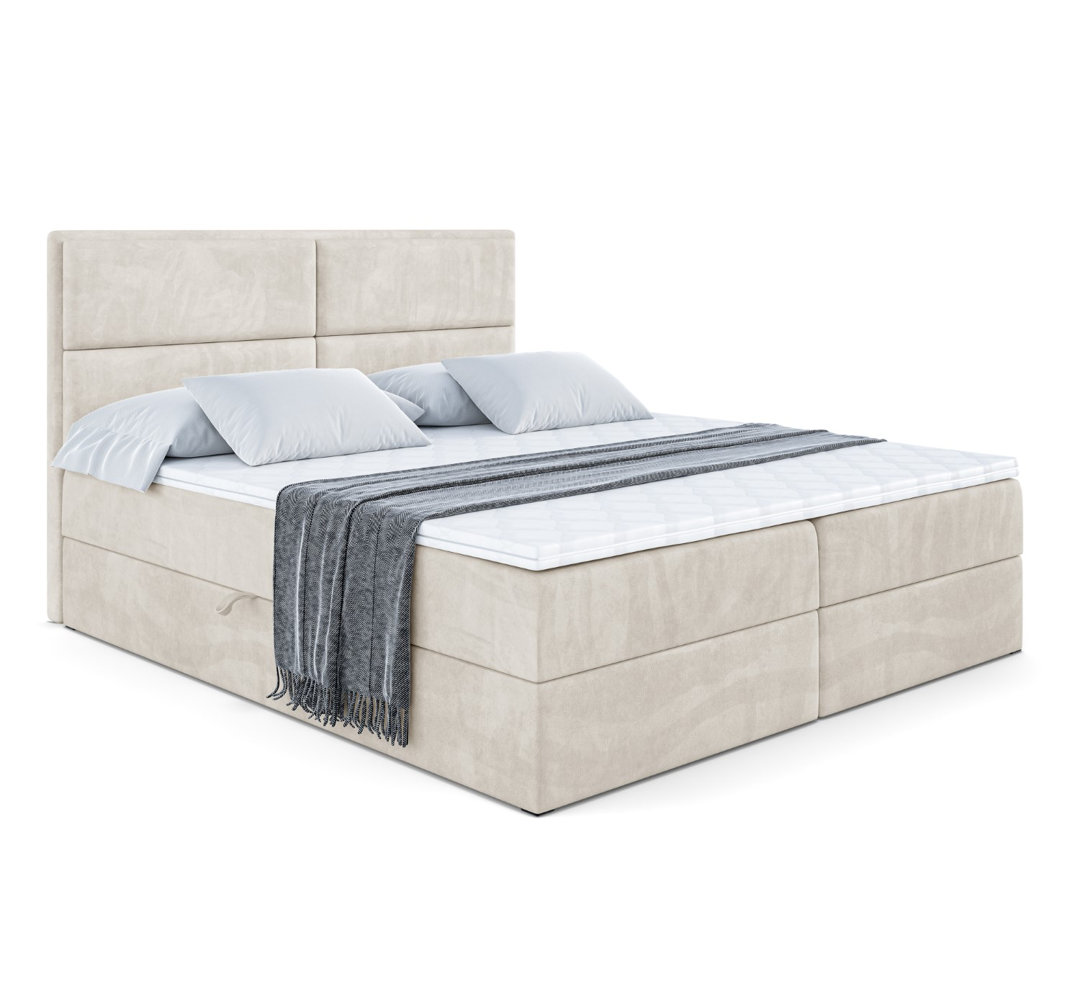 Boxspringbett mit Bettkasten und Topper