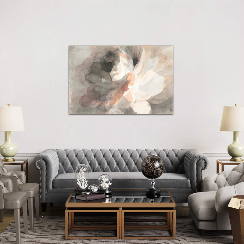 Abstrait pivoine par Danhui Nai - reproduction d'art, H 40 po x l 60 po x 1,5 po, Toile tendue