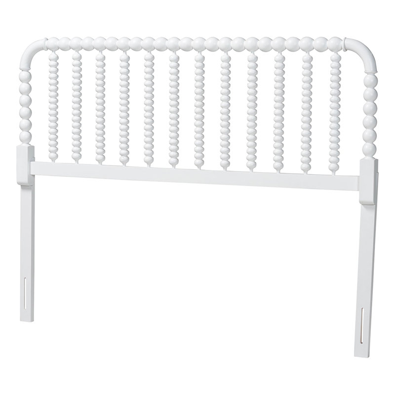 Baxton Studio Finley Turned Bobbin Headboard - Crafted Wood Panel with Decorative Spindle Design for Cottage Farmhouse Bedroom, Full, White