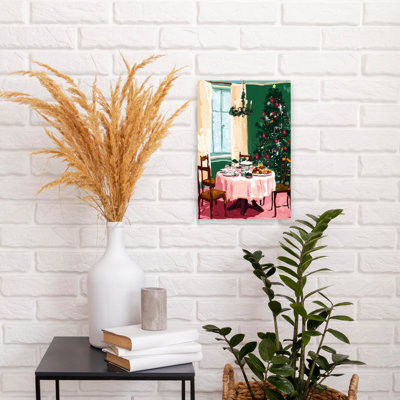 Ohchristmasno02 Abstract Contemporary Christmas Tree Winter Architecture Wall Art Print 1 Piece Wrapped Canvas Wall Art