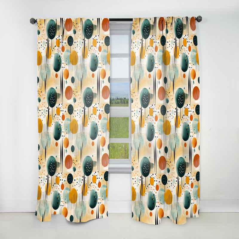 Motif géométrique jaune et vert - Rideau abstrait - Rideau géométrique obscurcissant - 1 panneau, L 52 po x L 63 po