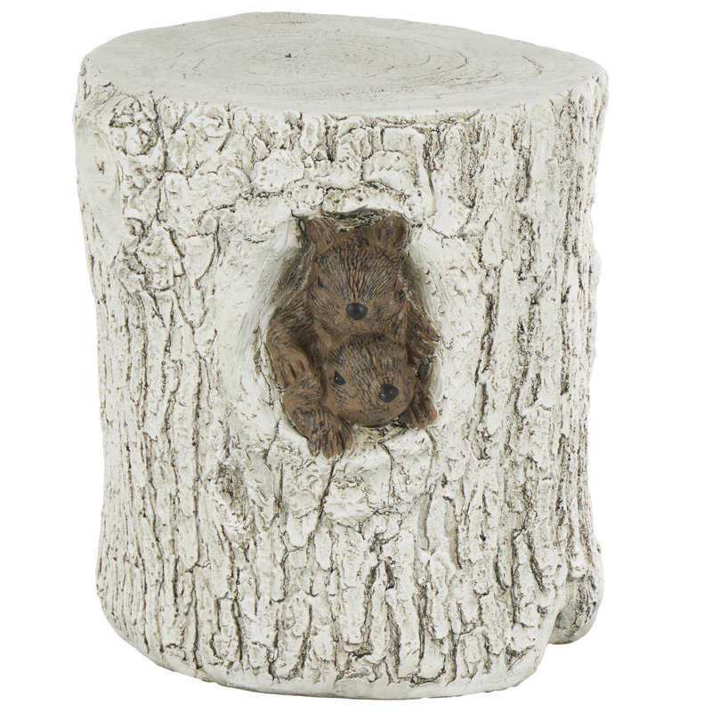 Tabouret de jardin blanc en oxyde de magnésium écureuil avec accents bruns
