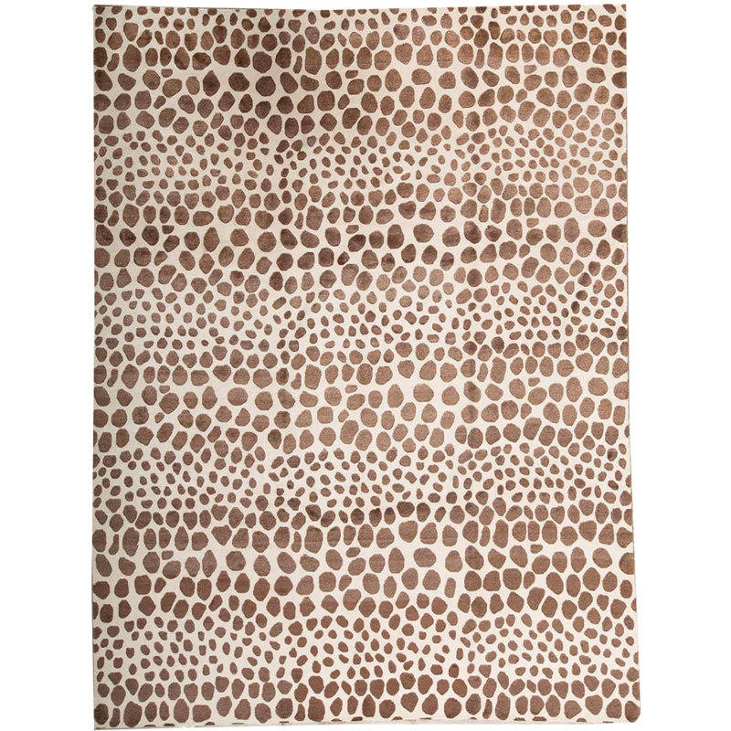 Tapis beige et brun noué à la main de haute qualité