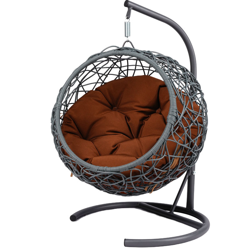 Lit pour chat suspendu en rotin avec support et coussin Zeta, Brun